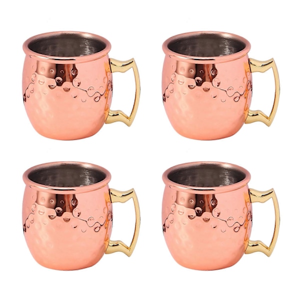 Mini 2-ounce Moscow Mule krus i rustfrit stål, espresso mini krus, kobberbelagte krus, sæt med 4