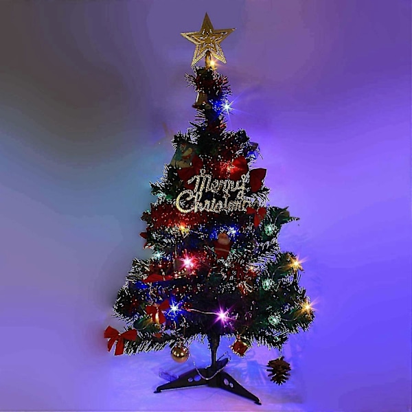 20\"/50cm Bordplads Juletræ, Kunstigt Mini Juletræ Med Led Lysstreng & Pynt (juletræ)-MXBC