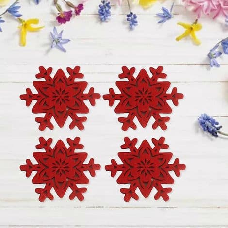 4-delade julfiltsunderlägg med snöflingedesign - Bordsdekoration