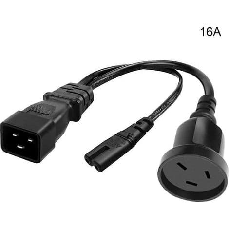 Y-splitter strømkabel IEC 320 C20 til C7+AU, 250V, han C20 16A