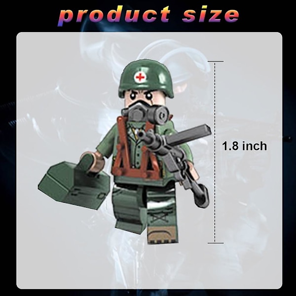 WW2 Amerikanska Armé Minifigurer 6 Soldater WWII Med Flera Utrustning Fallskärm Byggstenar Leksakssats