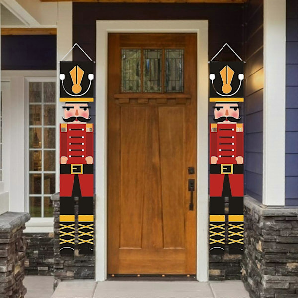 1 Par Soldat Nötknäppare Modell Banners Utomhus Juldekorationer Nötknäppare Soldatfigurer för Ytterdörr Veranda Vägg Högtidsfest Juldekor