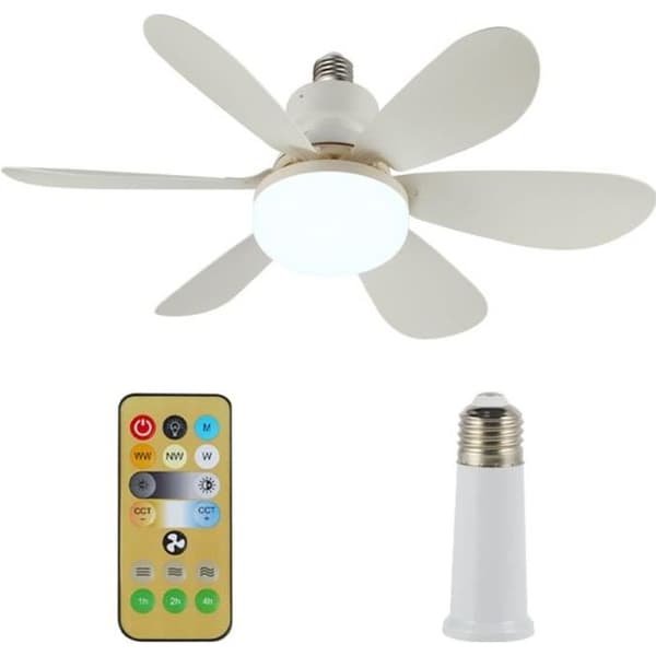 Loftventilator - QINGQUE - Model med LED-lys E27 - 30W - 6 blade - Smart fjernbetjening