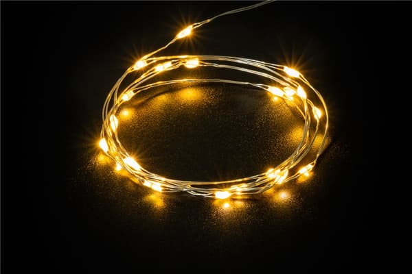 Lyskæde med sølvtråd og 20 LED-pærer, inkl. timer