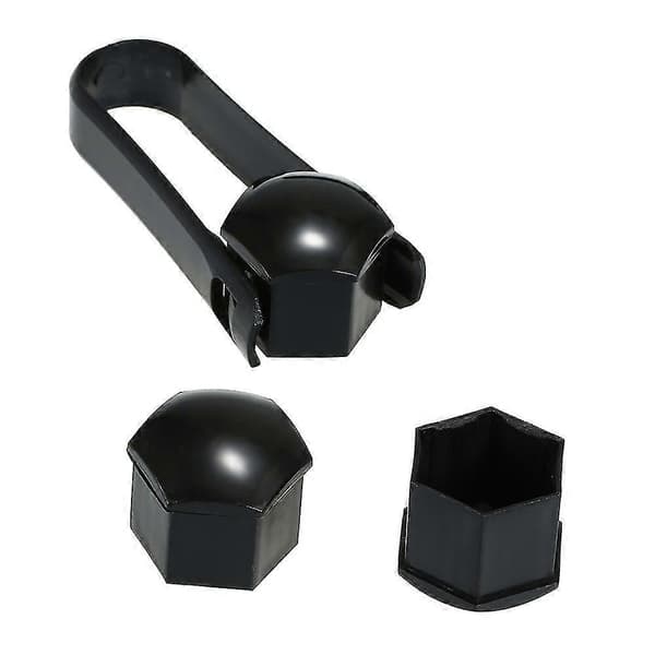 20 st Universal 21 mm Hjulmutteröverdrag Pläterade Hjulmutterlock Skruvskydd Svart