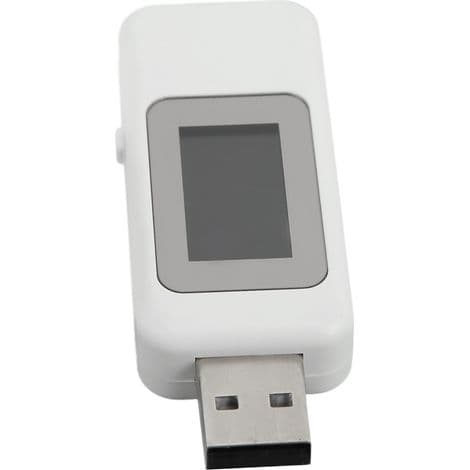USB-detektor med LCD-skärm, stoppkontroll och effektmätning - Vit