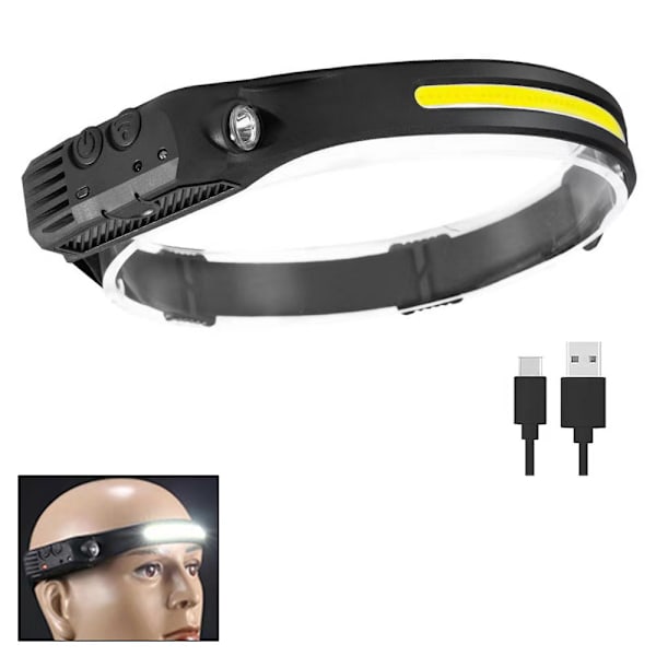 Hodelykt Oppladbar, 1000 Lumen 230° Bred Stråle Super Lysende Hodelykt med Handsfree Sensor, LED Hodelykt 1500mAh IPX5 Vanntett Lett