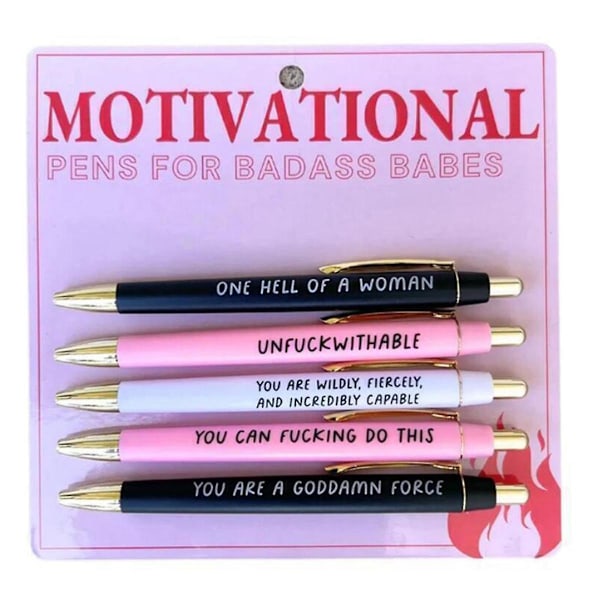 Motivational Badass Pen Set, 5pieces Funny Daily Ballpoint Pens Office Gifts