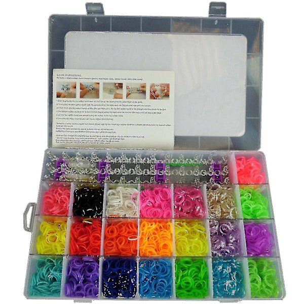 Loom Bands Kit Clips Collection Med 5500 Bandz + 170 Clips + 2 Kroge + 6 Vedhæng + 1 Vævebræt 21 Smukke Farver Og Fantastisk Opbevaringskasse