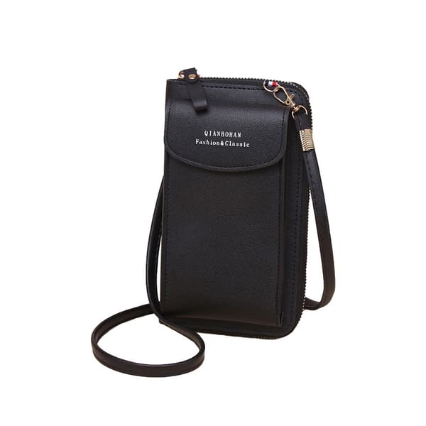 Crossbody mobiltelefon taske i PU læder sort