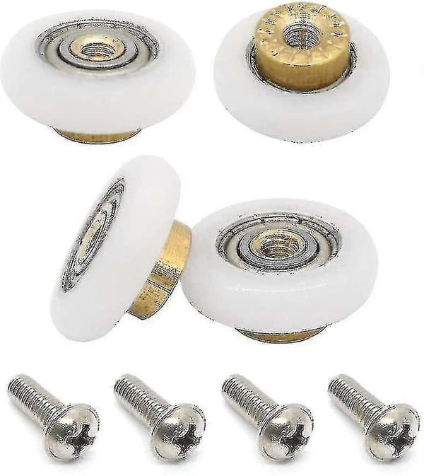 Sæt med 4 udskiftningsruller til skydedør til brusekabine med M4-skruer, diameter 19 mm