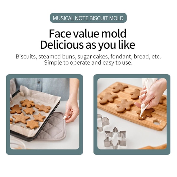 Musikknoter og Instrument Kakeform Kjeksutstikker Rustfritt Stål Materiale