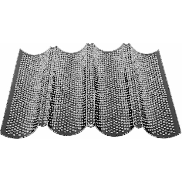 4-pakke 15 x 13 tommers svarte, ikke-klebende perforerte baguetteformer, fransk brødform baguettebrett 4 bølgete L