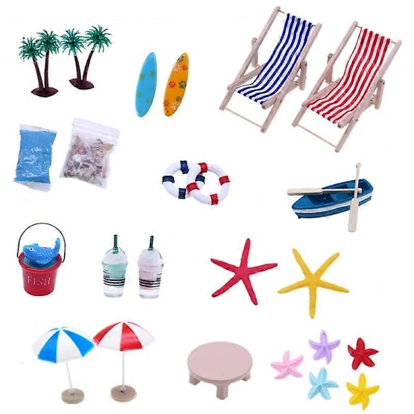 Typ A Mini Strandset Miniatyrmodell Ornament Sommar Havssimulering Scen Fotodekorationsrekvisita