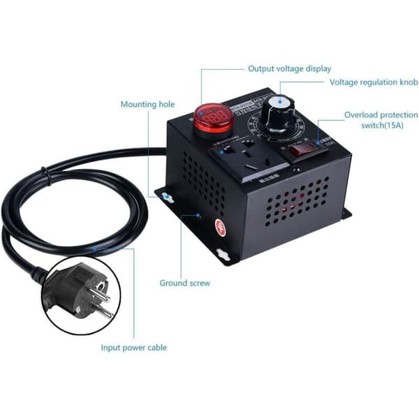 Dimmer, AC 220V 9A 4000W SCR spenningsregulator motor viftehastighetskontroller -INHHUB