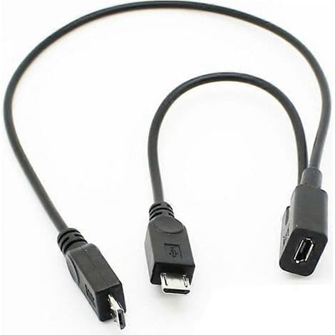 Micro USB splitterkabel, 1 hona till 2 hane, laddningsförlängning