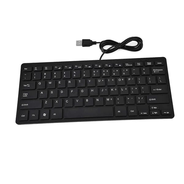 78 Taster Ultra Tyndt Mini USB Kabelforbundet Tastatur til Desktop Computer Laptop PC (Sort)