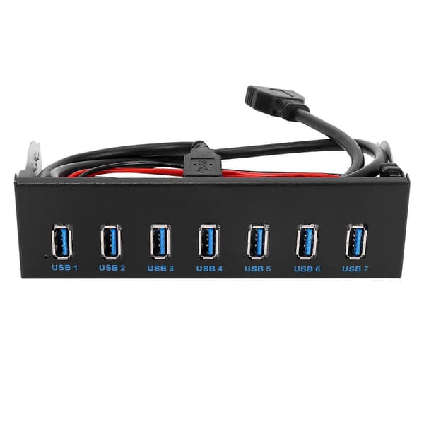 7 Port USB 3.0 Hub 5Gbs 5.25inch CD-ROM Drive Bay CD ROM Frontpanel for Datamaskinkabinett+USB 3.0 19-pi