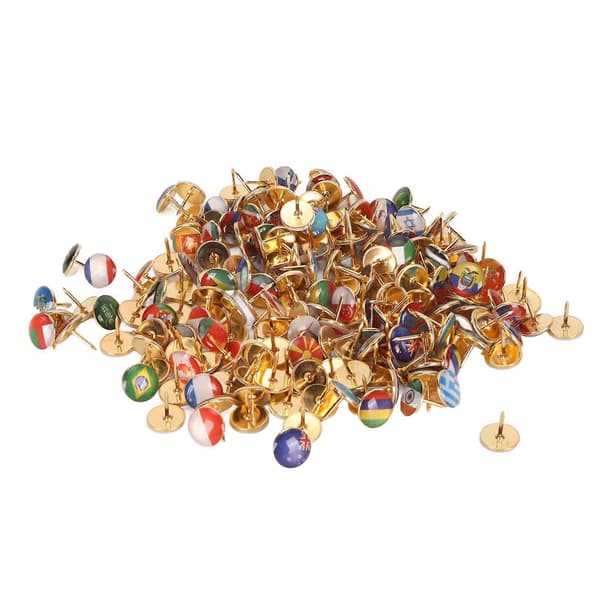 200 stk Flagg Push Pins i Rustfritt Stål, Boks med Flagg Push Pins for Kontordekorasjon