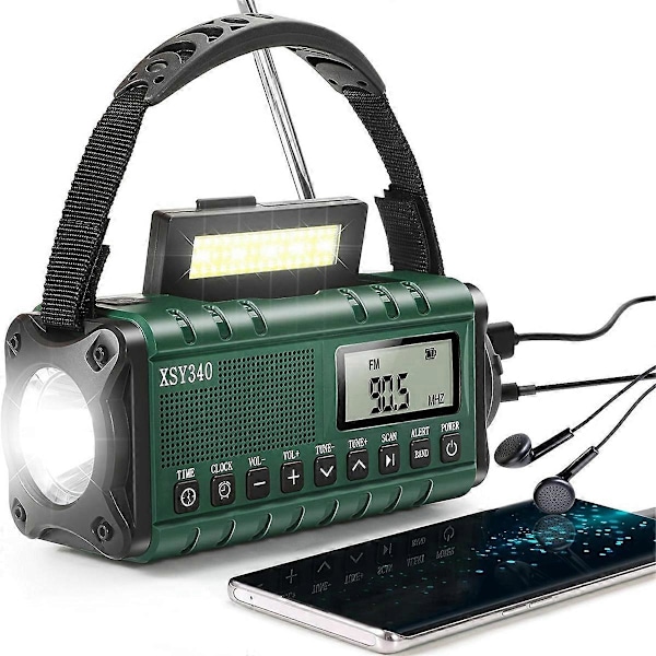 Intelligent Nødradio Multifunksjon Håndsveiv USB-Lading Solcellelading Lagring