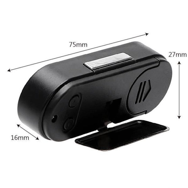 Elektronisk bilur/termometer med LED-display - Sort - Stue - Rektangulær - 7,5 x 2,5 x 1,5 cm