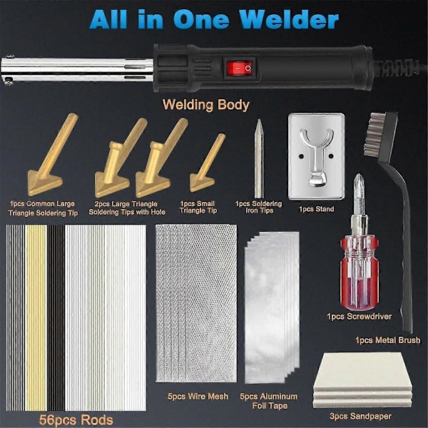 150W 3-i-1 Plastiksvejser, Plastiksvejsekit, Loddespidser Plastiksvejserkit til DIY, Kofanger K