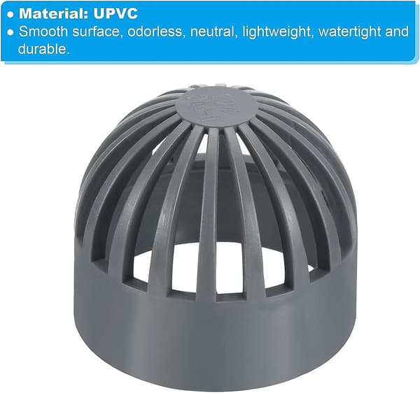 2 tommer (ca. 5,1 cm) Atrium Afløbsrist Dæksel, 3-pak Rund Udendørs Upvc Kloakafløbsfitting Adapter Til Dræningssystemer, Grå