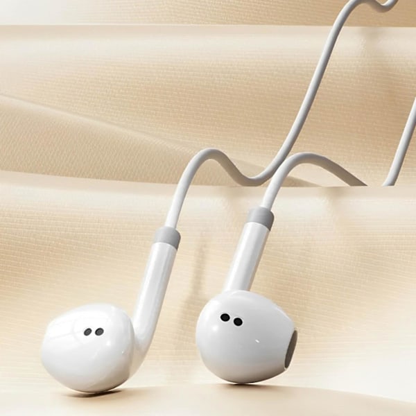 USB-C Hörlurar med Brusreducering, Mikrofon och Kontrollknappar, Längd 1.2m, Vit