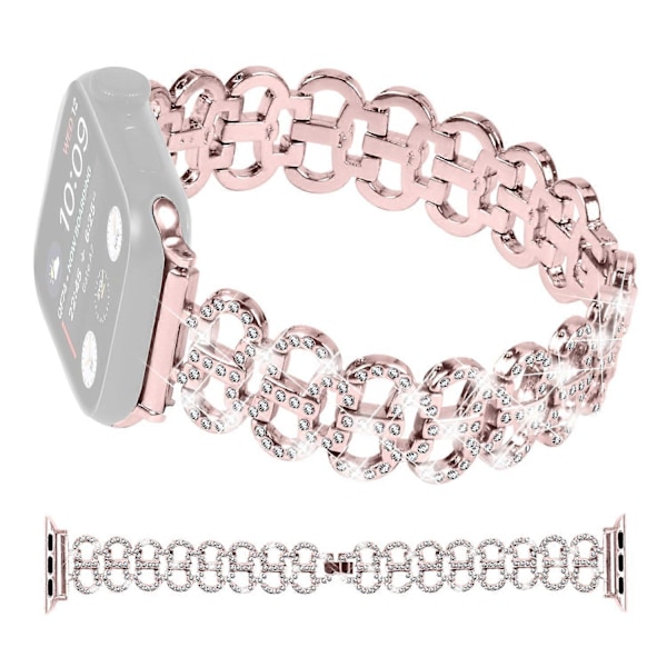 Typ A Rhinestones Dekor Gurkformad Klockarmband för Apple Watch Series 10 42mm/9 8 7 41mm/SE