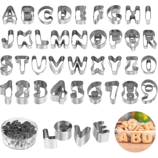 Heilwiy set med 36 bokstäver alfabetiska kakskärare, rostfritt stål kakskärare present