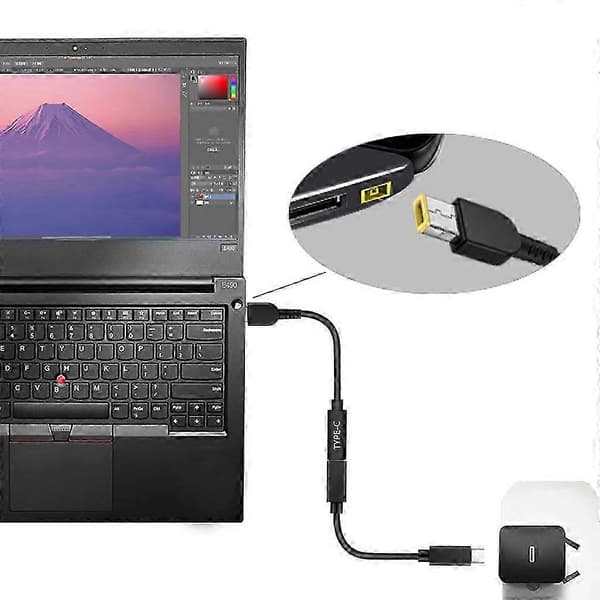 65W PD-kompatibelt Slim Tip-strømkabel til Lenovo Thinkpad E-serien: 15 cm hun-indgang til E440 E450 E550 E560 T430 T440