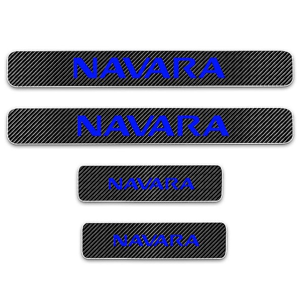 Dörrtröskelskydd för Nissan Navara - Välkomstpedal Dekal i 4D Kolfiber Vinyl, Bilstyling, 4 st, Färg: Blå