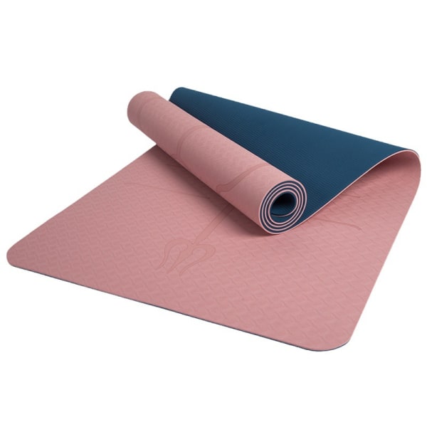 Skridsikker yogamåtte med stropper Yogamåtte med holdningstilpasningslinjer - 183*61*0,6 cm