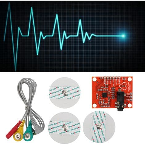 AD8232 Hjerteovervågningsmodul med elektroder til EKG-måling, 3,3V strømforsyning