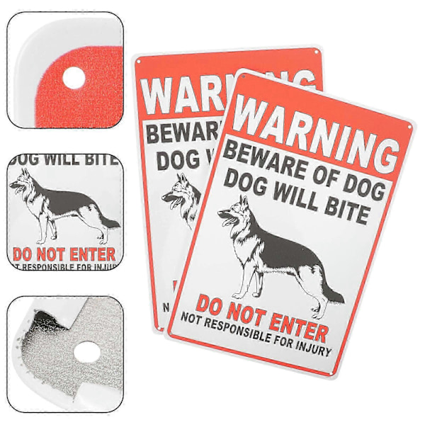 2 st Varning för Hund Skylt Metall Varning Hund Skylt Varningsskylt Trädgård Gård Hund Varningsskylt