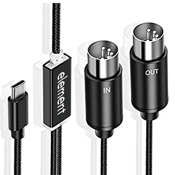 USB-C till MIDI-kabelkonverterare med indikatorlampa för elektronisk dator