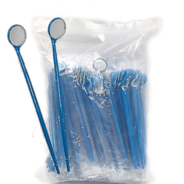 50 st Engångs Tandundersökningsspeglar Oral Tandläkarspegel Plast Tandinstrument (blå)