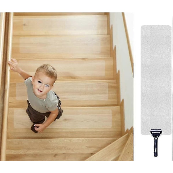 Halkskyddsremsor för trappor Transparenta halkskyddsremsor för trappor 10 cm x 60 cm Förpackning med 15