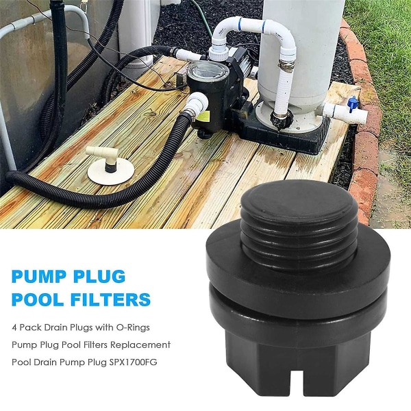 4-pack dräneringspluggar med O-ringar Pumpplugg Poolfilter Byte av pooldräneringspumpplugg SPX1700FG för pumpar