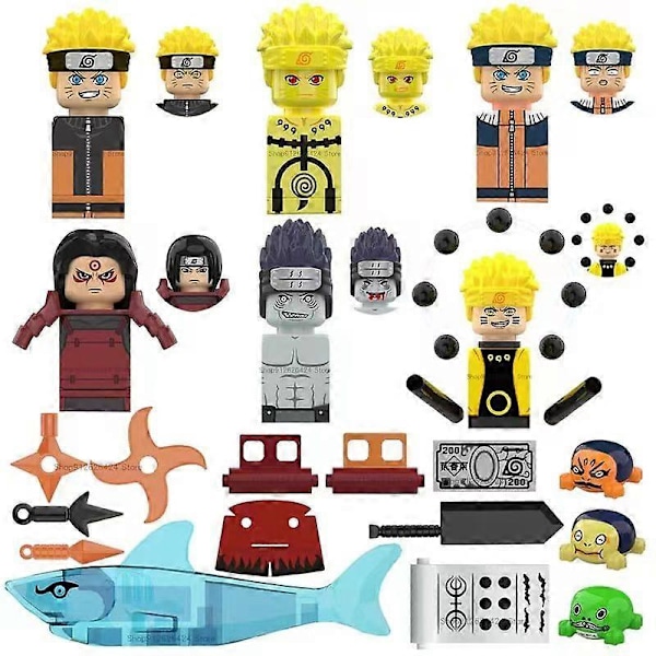 Mini Naruto Sasuke Kakashi Akatsuki Byggeklodser Sæt Anime Tegneserie Actionfigurer Samlingsklodser Legetøj Julegaver-FARVE: 12 stk. sæt