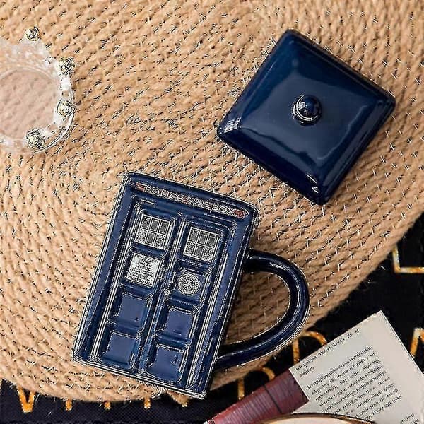 Doctor Who Tardis Mug Kaffe- och Tekopp Polisbox Keramisk Mugg Med Lock Present