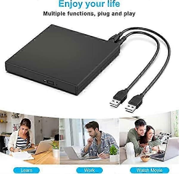 Ekstern CD DVD-stasjon, USB 2.0 Slim Bærbar Ekstern CD-RW-stasjon