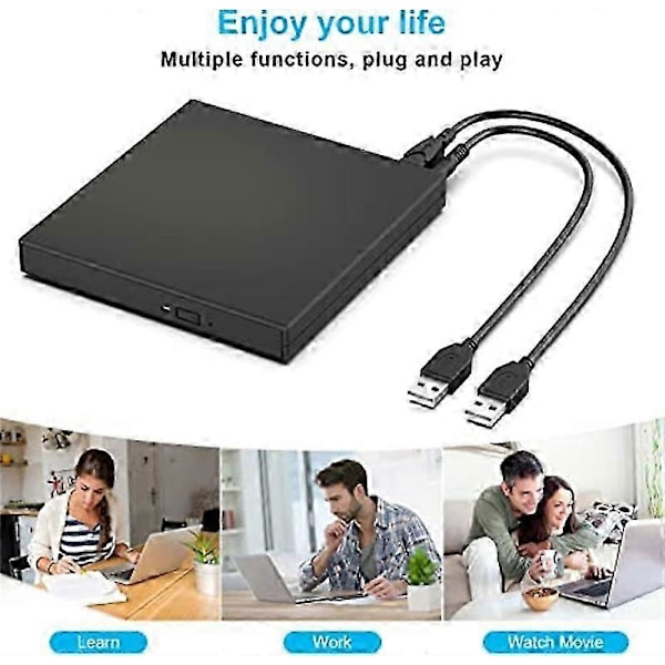 Extern CD DVD-enhet, USB 2.0 Slim Portabel Extern CD-RW-enhet