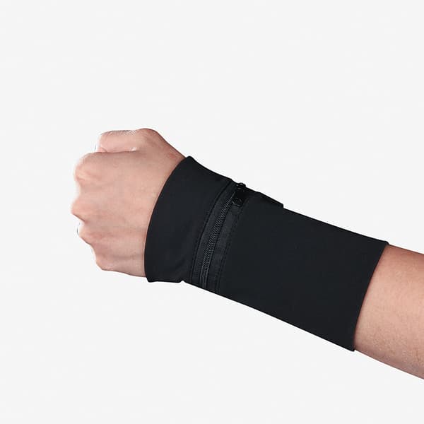 Nylon håndledspung til løb Sort