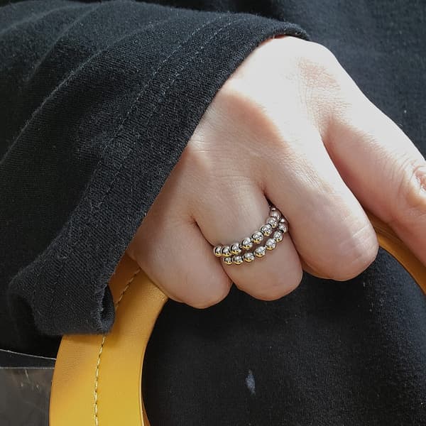 Antistressring med 10 roterande pärlor koppar silver 20,5 mm