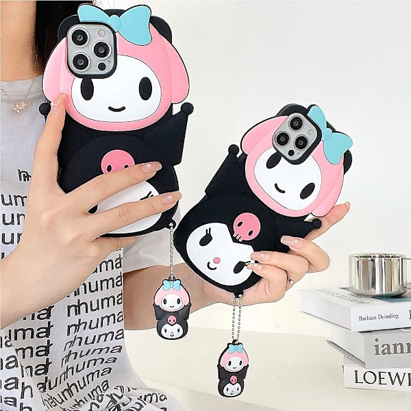 Txgot iPhone 13 -kotelo 3D-piirroskuvioilla Kuromi ja My Melody Kawaii söpö hauska hauska silikoninen muotoilu muodikkaat ainutlaatuiset puhelinkotelot (iPhone 13 6,1 tuumaa