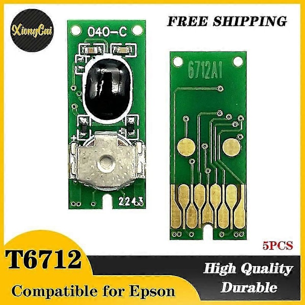 Högkvalitativ Ny 5-pack T6712 Underhållstank Chip Kompatibel För Epson Wf-6593 6590 85908593 6091 T6712 Underhållstank Chip