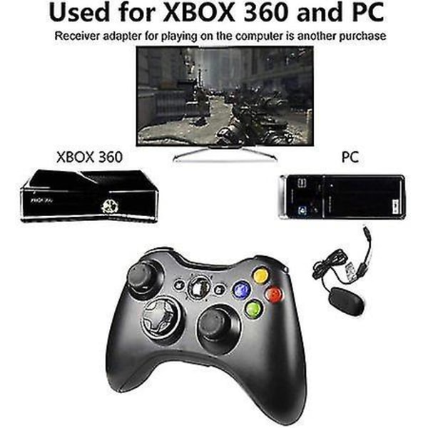 Langaton ohjain Xbox 360:lle, Finydr Xbox 360 Joystick Langaton Peliohjain Xboxille & Slim 360 PC:lle (musta)