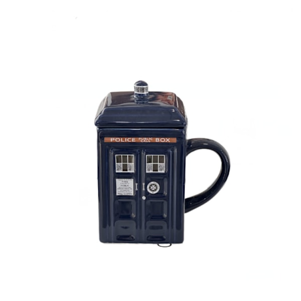 Doctor Who Tardis -muki, kahvi- ja teemuki, poliisiaseman keraaminen muki kannella, syntymäpäivälahja