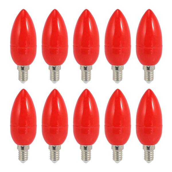 10x LED Ljusstake Ljuslampor Röda Lyckobringande Lampor Gudsljus Energisparande Ljuslampor, E14